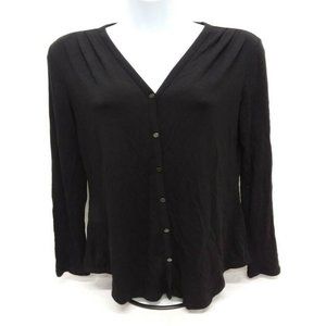 Women's Small 41 Hawthorn Long Sleeve Solid Black Button-Up V-Neck Cardigan